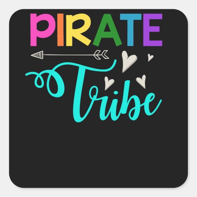 Team Pirate Teacher Stamm zurück zur Schule Quadratischer Aufkleber (Vorderseite)