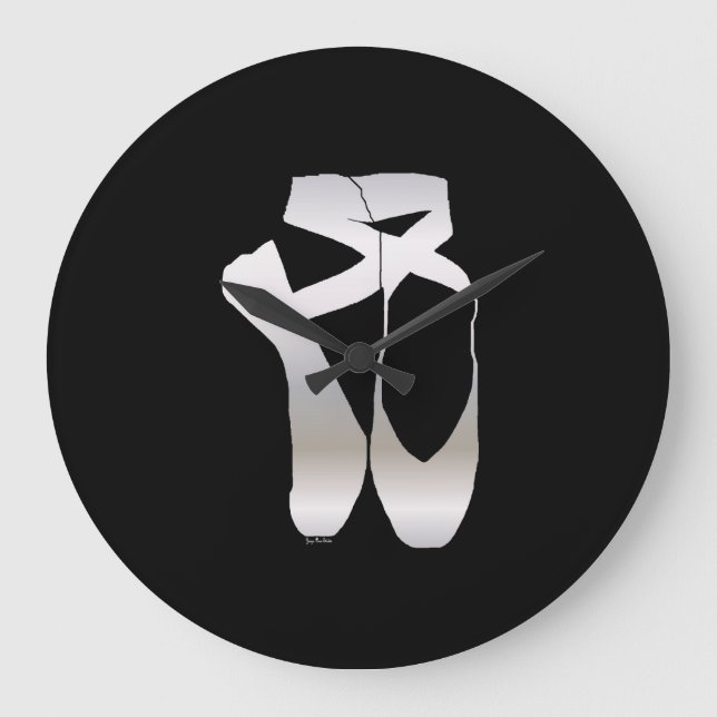 Team Pointe Ballet Silhouette Große Wanduhr (Vorderseite)