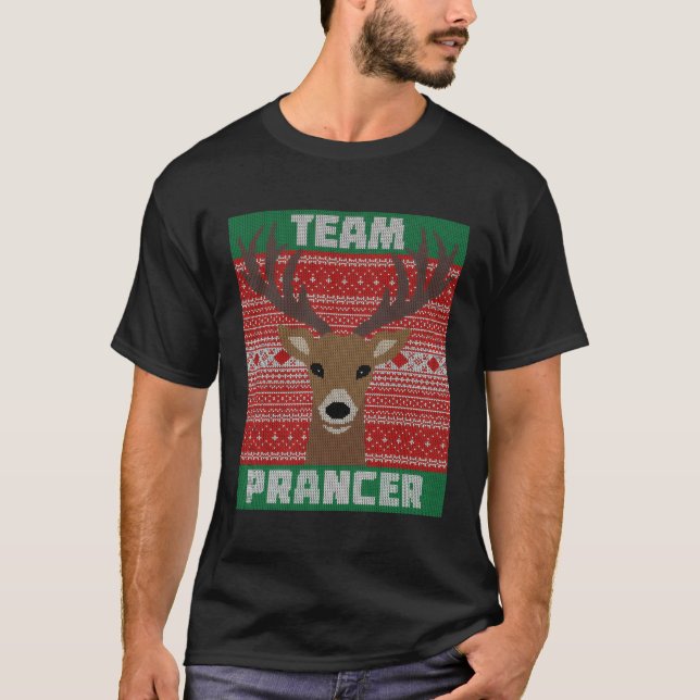 Team Prancer Santa's Rentier Ugly T-Shirt (Vorderseite)