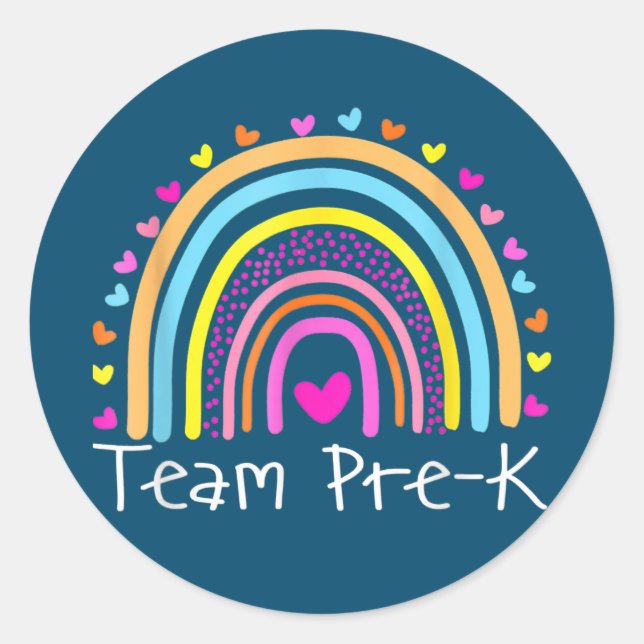 Team Pre K Erster Schulvorschullehrer Runder Aufkleber (Vorderseite)
