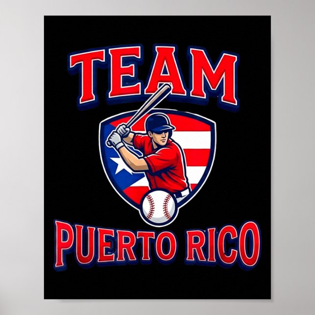 Team Puerto Rico Baseball Flag Patriotic  Poster (Vorne)