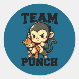 Team punch harter Baby-Affen-Plüschspielzeug-Meme Runder Aufkleber