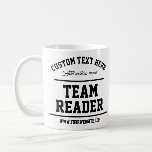 Team Reader. Moderne Weiß und Schwarz. Textvorlage Kaffeetasse