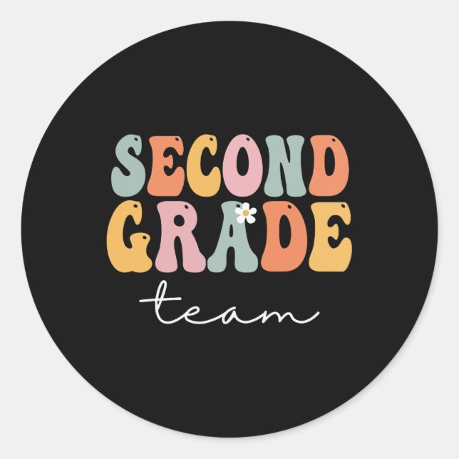 Team Retro Groovy Vintag erster Schultag Runder Aufkleber (Vorderseite)