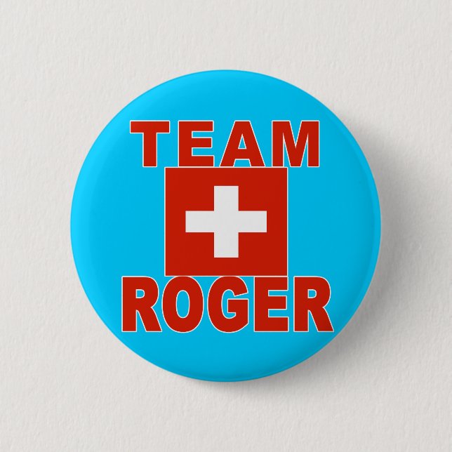 Team Roger mit Schweizer Flagge Button (Vorderseite)