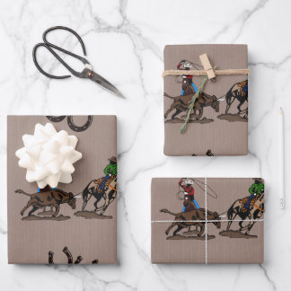 Team Roping 19" x 29" Papierblätter, Matte Geschenkpapier Set