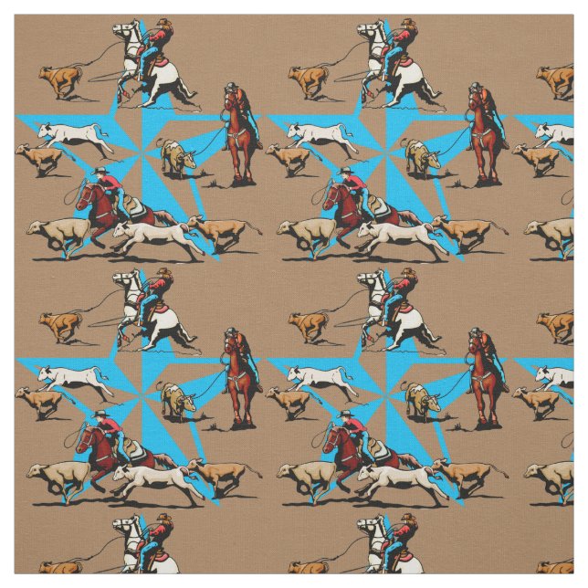Team-Roping Kalb-Roping Rodeo-Western-Gewebe Stoff (Muster)