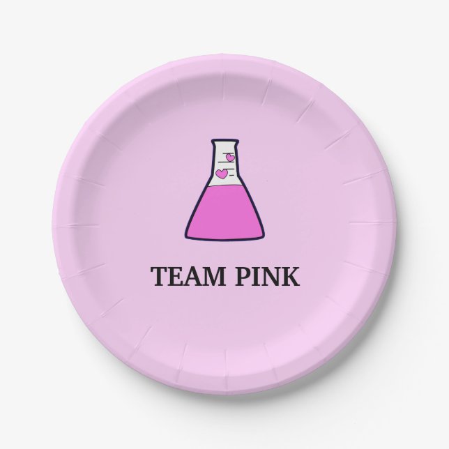 Team-rosa Geschlecht decken Wissenschafts-Becher Pappteller (Vorderseite)