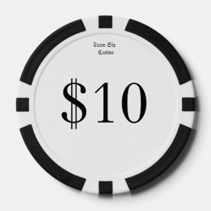 Team sechs (lustiges Kasino-Geld) Münze mit $10 Pokerchips