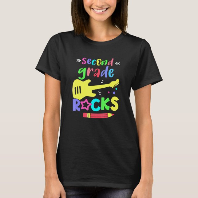 Team Second Grade Hello 2nd Grade Rocks Back To Sc T-Shirt (Vorderseite)