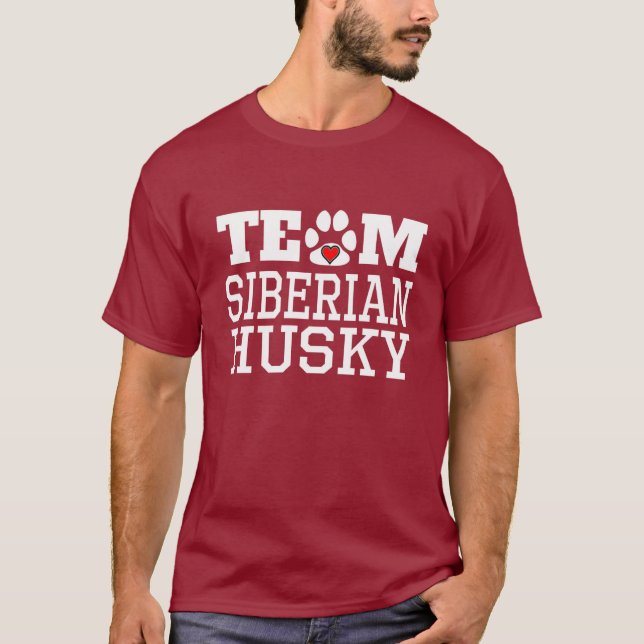 Team-sibirischer Schlittenhund-dunkler T - Shirt (Vorderseite)
