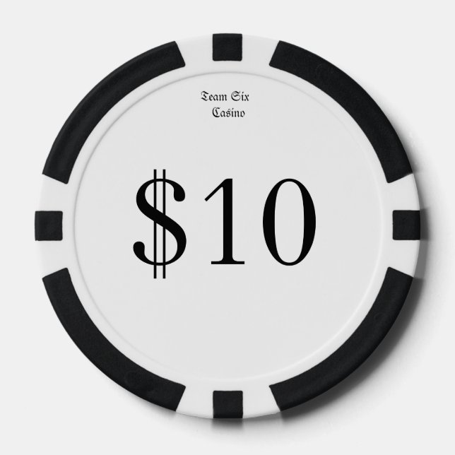 Team Six (Funny Casino Money) $10 Casino-Münze Pokerchips (Vorderseite)