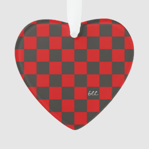 Team Spirit Checkerboard INITIALS School Herzspass Ornament