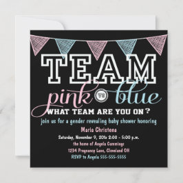 Team Spirit Gender Reveal Baby Shower Einladung