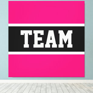 TEAM Sporty Athletic Bright Pink Black Stripes Leinwanddruck