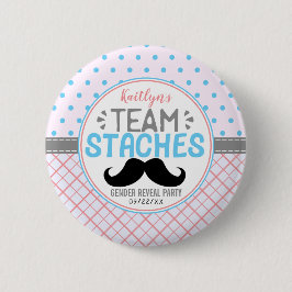 "Team Staches" Modernes Party zur Geschlechteroffe Button