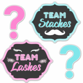 TeAM Staches oder Lashes Pink|Blue Gender Reveal Aufkleber
