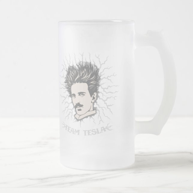 Team Tesla Static-Haar Mattglas Bierglas (Rechts)