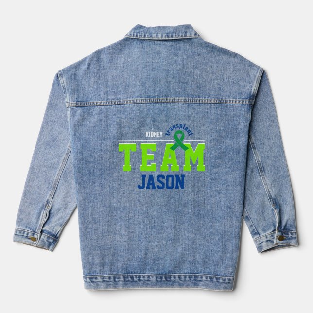 Team Transplantation Sport Green Ribbon individuel Jeansjacke (Rückseite)