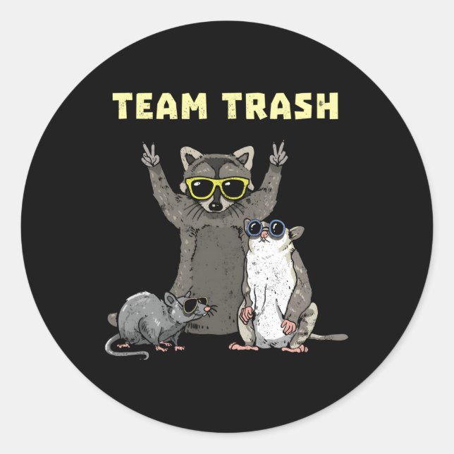 Team Trash Opossum Raccoon Rat Tiere Garbage Gan Runder Aufkleber (Vorderseite)