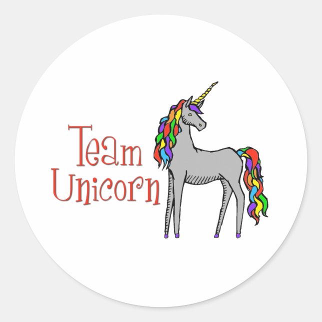 Team Unicorn Rainbow Runder Aufkleber (Vorderseite)