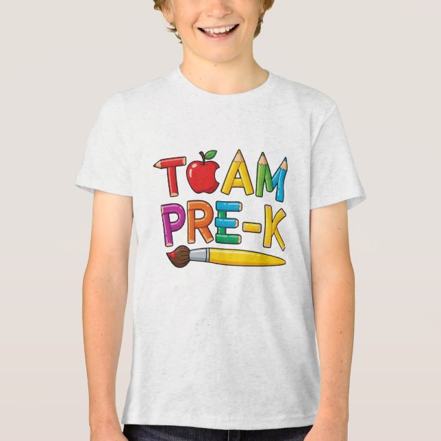 Team Vorkindergarten Bunte Schule Tri-Blend Shirt (Vorderseite)