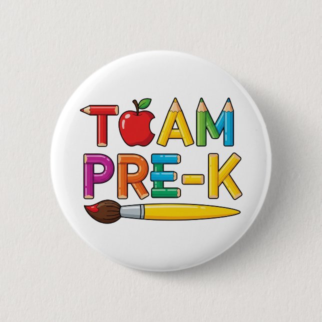 Team Vorschule Bunte Schule Button (Vorderseite)
