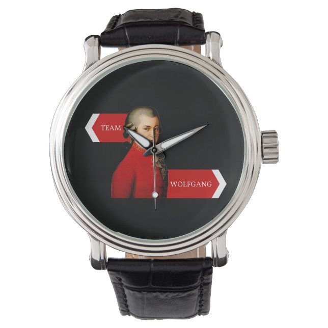 Team Wolfgang. Wolfgang Amadeus Mozart-Fan Armbanduhr (Vorderseite)