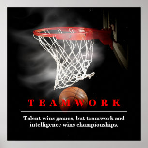Teamarbeit Basketball Motivierend Inspirierend Poster