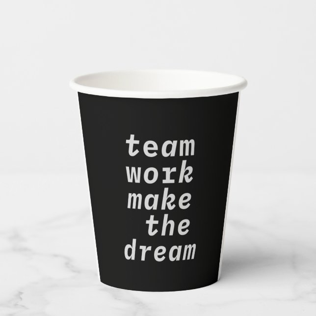 Teamarbeit macht die Traumsammlung Pappbecher (Rückseite)