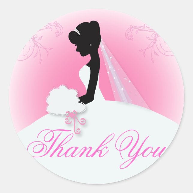 Teambriege Hochzeitgown Bride Bridal Silhouette Runder Aufkleber (Vorderseite)