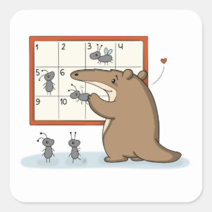 Teambuilding Büro-Ameisenbär Quadratischer Aufkleber