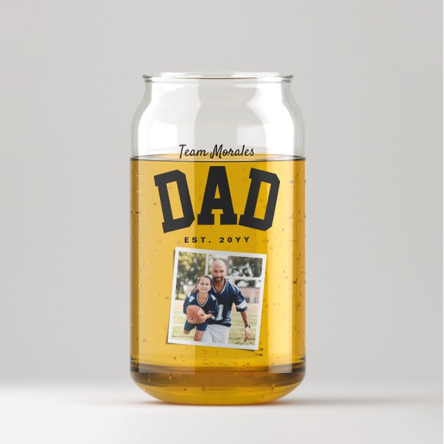 Teamdad Familienname 1 Foto sportlich schwarz Dosenglas (Von Creator hochgeladen)