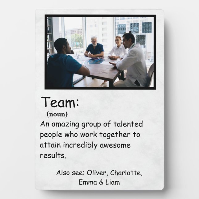 Teamdefinition und Teamarbeit im Foto Fotoplatte (Vorderseite)