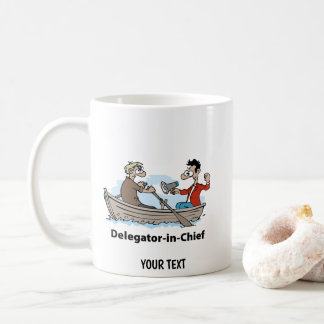 Teamleiter Cartoon-Mann Kaffeetasse