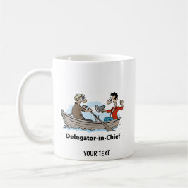 Teamleiter Cartoon-Mann Kaffeetasse