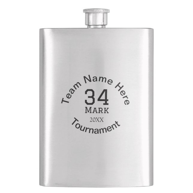 Teamname hier Name Turnierjahr hinzufügen Flachmann (Vorderseite)