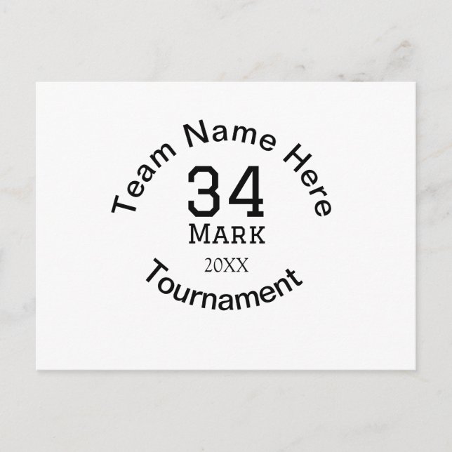 Teamname hier Name Turnierjahr hinzufügen Postkarte (Vorderseite)