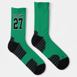 Teamname Nummer grüner schwarzer gepunkteter Sport Socken