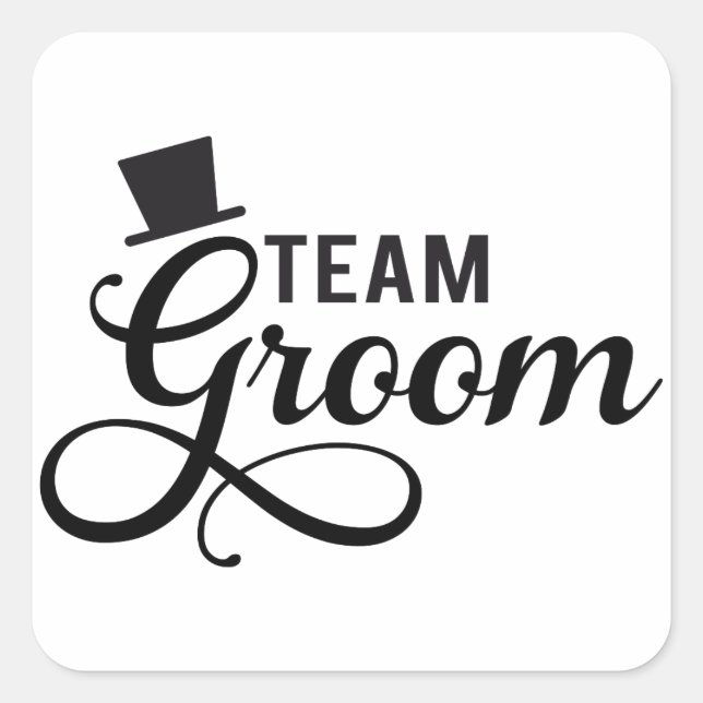 Teamraum mit Hut, Textdesign für T - Shirt Quadratischer Aufkleber (Vorderseite)