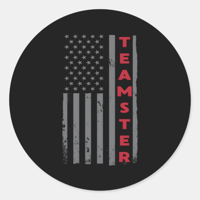 Teamster American Flag Patriotic Truck Driver Us T Runder Aufkleber (Vorderseite)