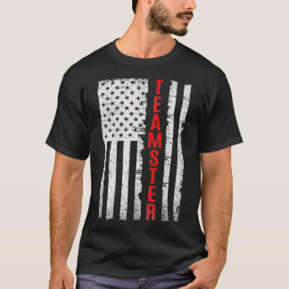 Teamster Stolz Amerikanische Flagge Abgenutzt T-Shirt