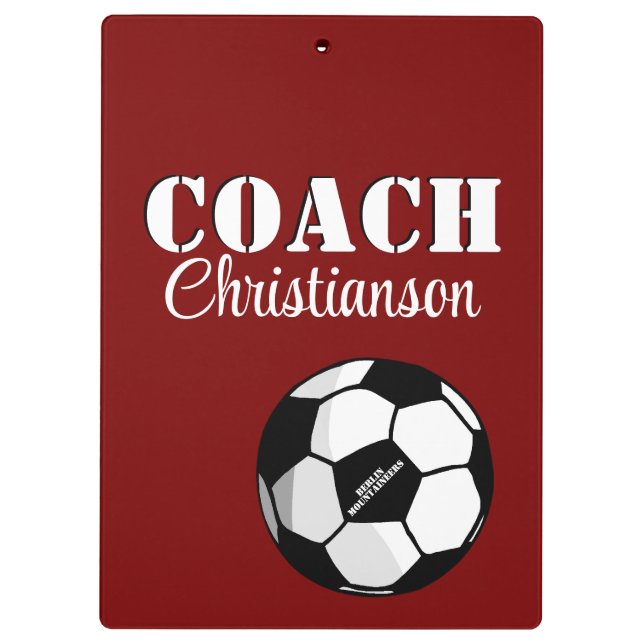 Teamtrainer Maroon und White Soccer Personalisiert Klemmbrett (Rückseite)