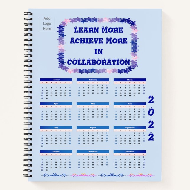 Teamwork 2022 Blue and Pink Spiral Notebook Notizbuch (Vorderseite)