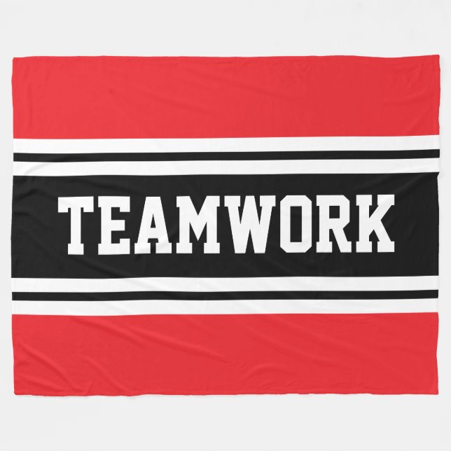 TEAMWORK Athletic Red Schwarz-weiß Racing Stripes Fleecedecke (Vorderseite (Horizontal))