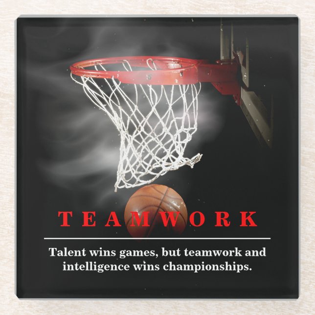 Teamwork Basketball Motivational Inspirational Glasuntersetzer (Vorderseite)