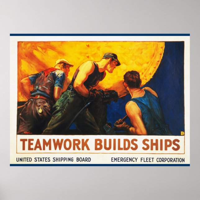 Teamwork baut Schiffe Poster (Vorne)