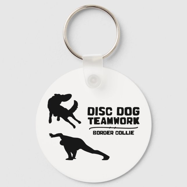 Teamwork Border Collie Disk Dog Schlüsselanhänger (Vorderseite)