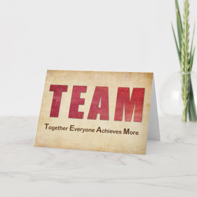 Teamwork dank Volunteers Red Textured Look Karte (Vorderseite)