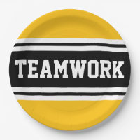 TEAMWORK Fun Bright Yellow Black Racing Streifen
